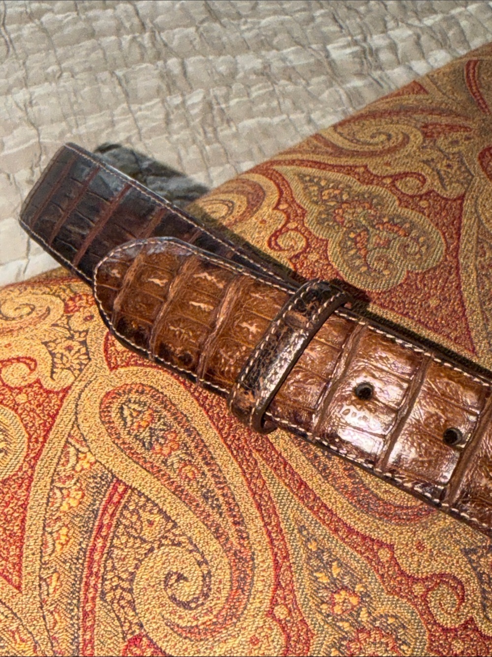 Crocodile belt made in USA 32” custom needs personal buckle gorgeous belt
